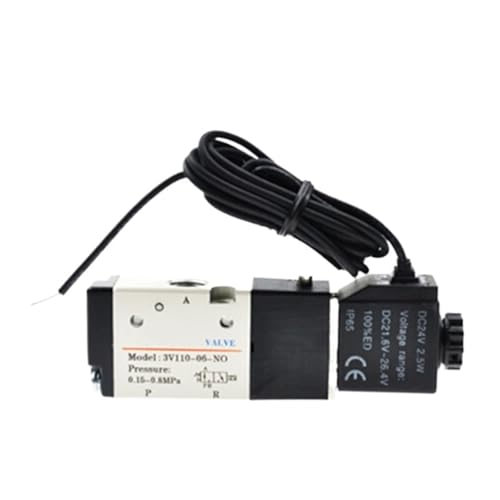 Magnetventil 3V100 Serie 3V110 3V120 220 V 110 V 24 V 12 V 3 Anschlüsse 2 Positionen Tülle Typ Einzel-/Doppelmagnet(3V110-M5-NO(grommet),DC 24V) von UFNXKWBAS