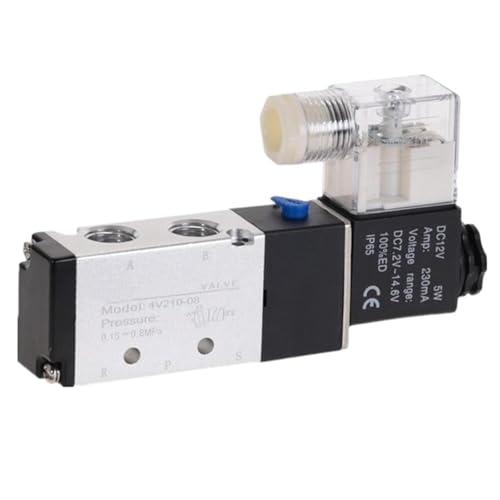 Pneumatisches elektrisches Magnetventil 5-Wege-2-Positions-Steuerung Luft-Gas-Magnetventil 4V210-08 12V 24V 220V Spulenspannung(4V210-08 w PC10-02,DC24V) von UFNXKWBAS
