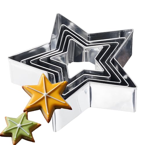Keksausstecher Set Mit 5 Stück Ausstechformen, Mini Edelstahl Ausstechern Und PläTzchenausstechern, Stainless steel baking cookie molds (pentagon) Für Kekse, PläTzchen, Desserts von UFOVAOK