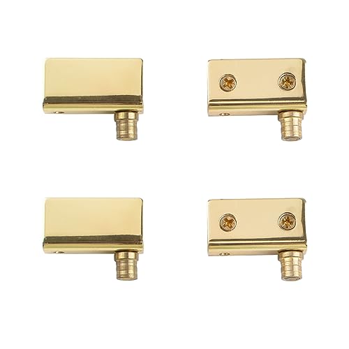 UFURMATE Drehscharnier, rahmenlose Glastür, goldfarbene Drehscharniere, Glasschranktür-Clips mit Stift, verstellbares Klemmscharnier, Ersatz-Set für 3–8 mm frei schwingende Glastüren, 4 Stück von UFURMATE