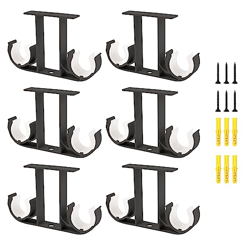 UFURMATE Gardinenstangenhalterungen, 6 Stück Aluminiumlegierung Deckenhalterung, Doppelte Vorhanghalter, Fenster Vorhangstange Hängende Halterung für 23 mm - 26 mm Gardinenstange, Schwarz von UFURMATE