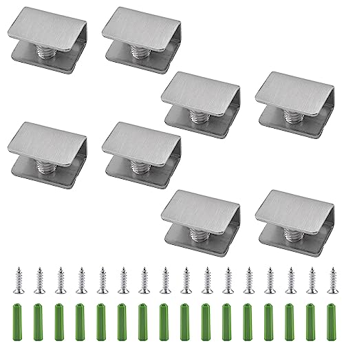 UFURMATE Glasklemme, 8 Stück, verstellbare quadratische Glasregalhalterungen, Edelstahl, Glasklemmen, Wandmontage, schwarzer Glashalter, unterstützt Montagestrebe für 5–10 mm dicke Glasregale von UFURMATE