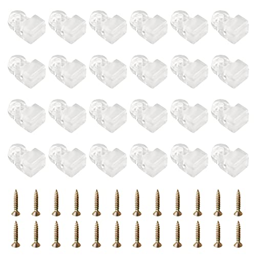 UFURMATE Glasscheiben-Clip, 24-Pack Runde Glas-Halteklammern Kit Kunststoff-Glasschrank-Klemmen klare Spiegelclips Fenster-Dekorations-Hardware-Ersatz mit Schrauben für 3-4mm dickes Glas von UFURMATE