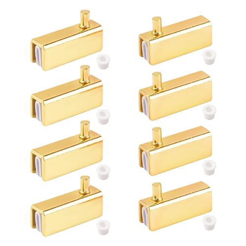 UFURMATE Glastürscharnier, rahmenlose Glastür-Scharniere, Klemme, verstellbare Schrank-Scharnier-Clip, Ersatz-Set, passend für 3–6 mm frei schwingende Glastüren (Gold) von UFURMATE
