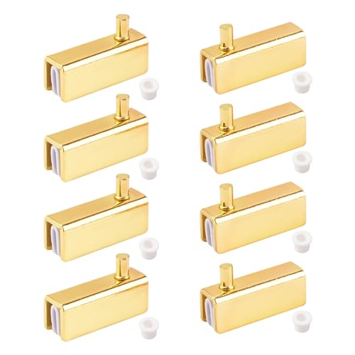UFURMATE Glastürscharnier, rahmenlose Glastür-Scharniere, Klemme, verstellbare Schrank-Scharnier-Clip, Ersatz-Set, passend für 3–6 mm frei schwingende Glastüren (Gold) von UFURMATE