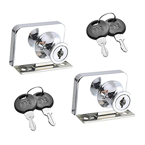 UFURMATE Glastürschloss, 2 Stück, Zinklegierung, Doppeltürschloss, Schranktür, Glastür, Doppelriegel mit gleichem Schlüssel, Doppelschloss für 5–8 mm dicke Glastür (Silber) von UFURMATE