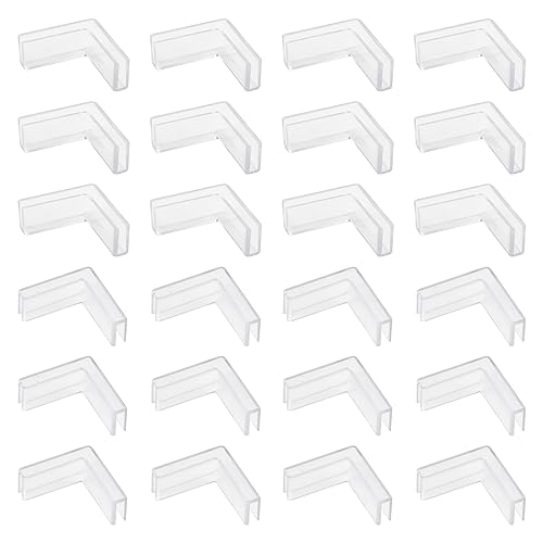 UFURMATE Glasverbinder, L-förmige Glasverbinder, transparent, 90-Grad-Glasklemmen, randloser Clip-Halter für Befestigung oder DIY-Fischtank, Glas-Acryl-Vitrine, 24 Stück von UFURMATE