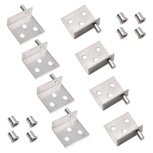 UFURMATE Pivot Scharnier, 4 Sets Verdeckter Schaft Schranktür Pivot Scharniere Schrank Holz Türscharniere mit Pin Türscharniere mit Buchse für Freischwingende Holzschranktür (Silber) von UFURMATE