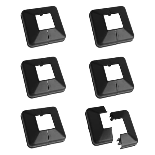 UFURMATE Post Base Cover, 6 Stück 30x30mm Kunststoff Post Base Cover Dekorative Split Post Skirt Abdeckung Quadratische Geländer Basisabdeckung für Treppenhandlauf Zaun (Schwarz) von UFURMATE