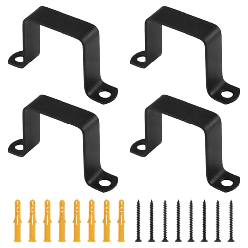 UFURMATE Quadratische Rohrhalterung, 4 Stück, schwarz, Rohrschelle aus Edelstahl, U-Form, Klemme für Wasserrohr, Pfostenzaun, Treppenzaun (5,1 cm) von UFURMATE