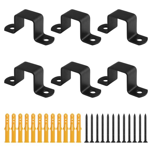 UFURMATE Quadratische Rohrhalterung, 6 Stück, schwarz, Rohrschelle aus Edelstahl, U-Form, Klemme für Wasserrohr, Pfostenzaun, Treppenzaun (2,5 cm) von UFURMATE