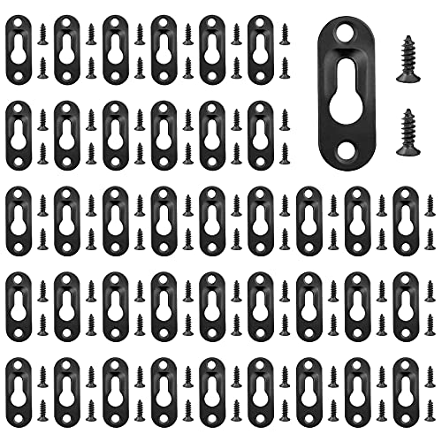 UFURMATE Schlüsselloch-Aufhänger Mit Schrauben, 40Pcs Metall-Schlüsselloch-Rahmen-Aufhänger Einzelne Schlüsselloch-Aufhänger Halterungen Für Spiegel-Bilderrahmen (Schwarz) von UFURMATE