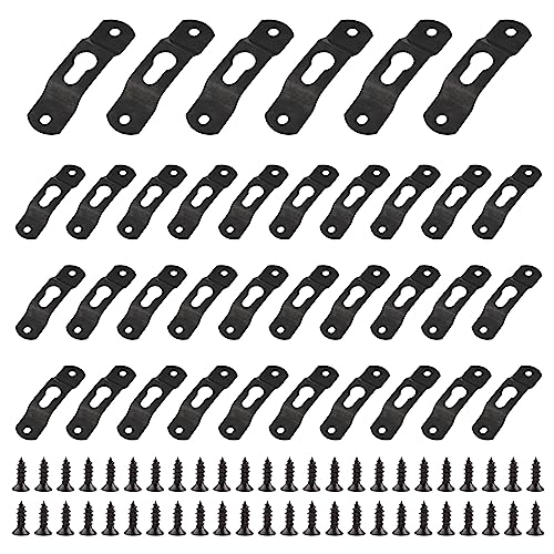 UFURMATE Schlüsselloch-Aufhänger mit Schrauben, 36 Stück Eisen-Schlüsselloch-Hängeteller, Schlüsselloch, Bilderrahmenaufhänger, versteckte Schlüsselloch-Aufhängung für Spiegel-Bilderrahmen (schwarz) von UFURMATE