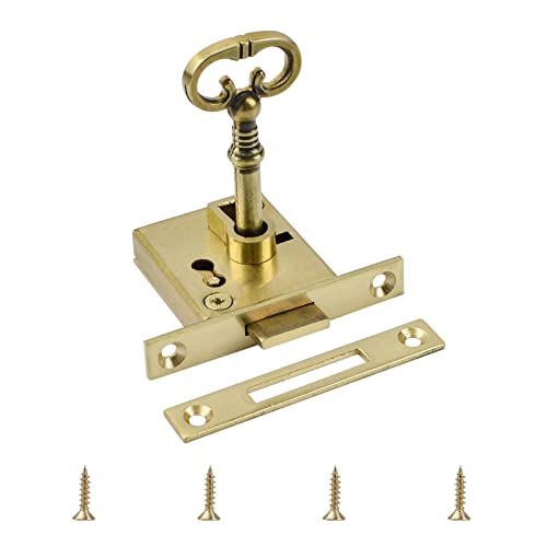 UFURMATE Vintage-Schloss, 1Pack Gold Schrankschloss Set Mit Schlüssel Dekoratives Antikes Messingschloss Für Schrank, Kleiderschrank, Schublade, Schrank, Holzkisten von UFURMATE