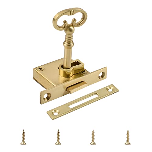 UFURMATE Vintage-Schloss mit Schlüssel, 1 Packung Gold Schrankschloss Set mit Schlüssel Retro Schreibtisch Schublade Federschloss Dekorative Antik Messing Schloss für Schrank, Kleiderschrank von UFURMATE