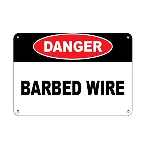 Ufcell Gefahrenetiketten mit Aufschrift "Danger Barbed Wire Hazard Labels" Metallschild Hinweisschild 20,3 x 30,5 cm von UFceLl