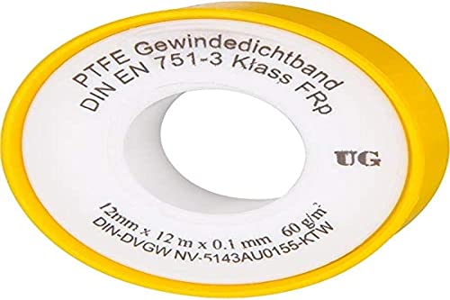PTFE-Gewindedichtband Rolle (Teflonband) FRp für Feingewinde DN10 nach DIN EN 751-3, 12mm x 0.1mm x 12m (60 g/m²) (20 Stück) von UG