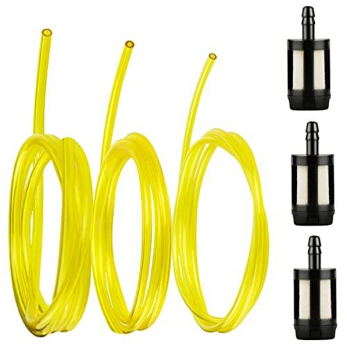 Benzinschlauch Kraftstoffschlauch Set mit 3 Universal Benzinfilter Dieselschlauch Kettensäge Ersatzteile für Motorsense Benzin Schlauch 4 Stück PVC Ölschlauch für Freischneider Rasenmäher Motorsäge von UGBO