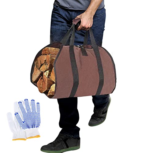 Kaminholztasche Brennholztasche Große Brennholz Log Tragetasche Segeltuch Holztragetasche Kaminholz Aufbewahrung Holzträger mit Griffen Brennholz Aufbewahrungstasche Holzhalter für Kamin von UGBO