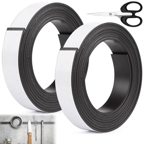 Magnetband Selbstklebend Stark Magnetstreifen A+ B Magnetleiste Selbstklebend Magnetklebeband Starker Kleber Magnet Klebestreifen für Fliegengitter Vorhänge (2m+2m) 2 Rollen von UGBO