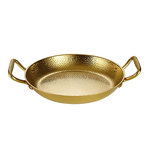 UGCER Spanische Paella-Pfanne, Edelstahl-Doppelohren-Pfanne, antihaftbeschichtete Kochpfanne, Kochgeschirr für Zuhause oder Restaurants,Gold,20cm von UGCER