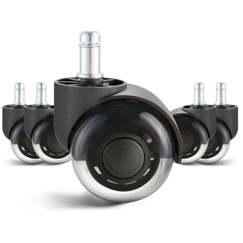 5-teiliges 2/3-Zoll-Rollenset for Bürostühle – Doppelkugel-Stummlaufräder, geeignet for Hartholzböden/Teppichböden, Universalrollen for Gaming-Stühle(2 in Double Wheels) von UGDOUS