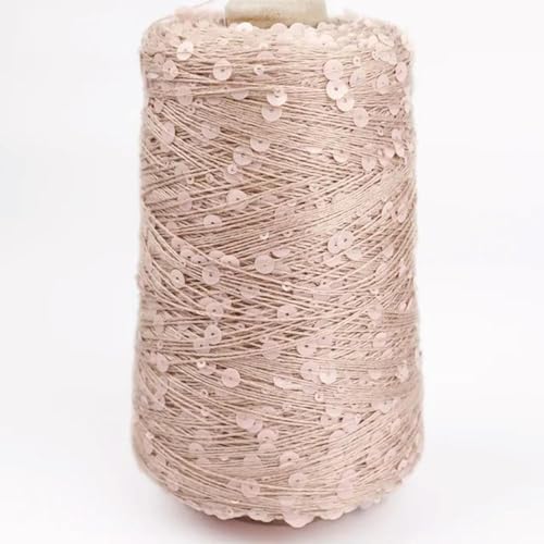Paillettengarn Glitzergarn 50G/140M 6/3 Mm Pailletten-Häkelgarn Weiß Silberfarben Glänzend Glitzerndes Strickgarn Zubehörgarn Diy Makramee Taschentuch 1Pc A- von UGEFKMQ