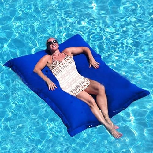 UGEFKMQ Bean Bag Chairwasserdichte Pool-Liege, Outdoor-Entspannungssofa, Oxford, Wasserdichter Stoff, Schwimmbad-Schwimmsack, Stuhl, 140 cm X 180 cm (Ohne Füllung),Königsblau,180Cm*140Cm von UGEFKMQ