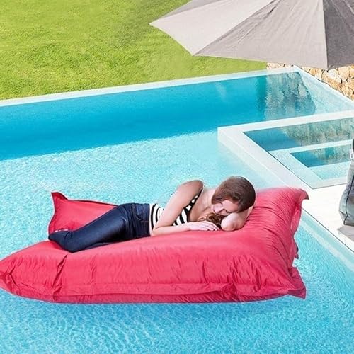 UGEFKMQ Bodenkissen Beanbagwasserdichte Pool-Liege, Outdoor-Entspannungssofa, Oxford, Wasserdichter Stoff, Schwimmbad-Schwimmsack, Stuhl, 140 cm X 180 cm (Ohne Füllung),Rot,180Cm*140Cm von UGEFKMQ