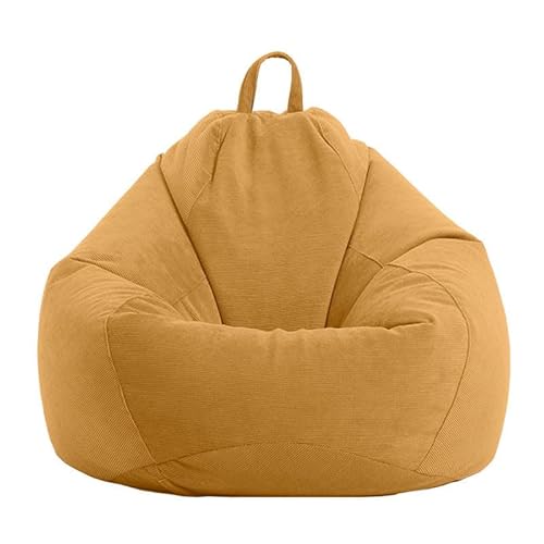 UGEFKMQ Riesen Bean Bag Chair Bezug Sitzsack Birnenform Cordsamt Sitzsack Stuhlbezug Extra Großer Sitzsack Stofftier Aufbewahrung Cord (Ohne Füllstoff),Gelb,80Cm*90Cm von UGEFKMQ