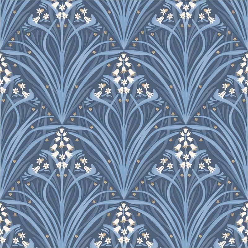 Vliestapete M66101 Elegance Blau Art Deco Blumen Vlies 0.53 x 10.05 m Ugépa von UGÉPA