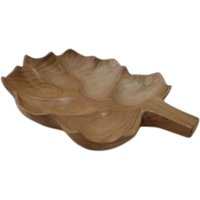 Dekoschale Teak Holz 32 cm lang Blatt Design Unikat Handarbeit von UGG Chemnitz