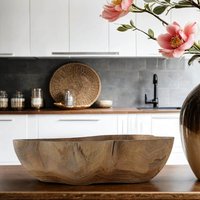 Schale Teak Holz 20 cm breit klein Unikat Handarbeit von UGG Chemnitz