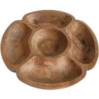Snackschale Teak Holz B: 40 cm 5 Fächer Unikat Handarbeit von UGG Chemnitz