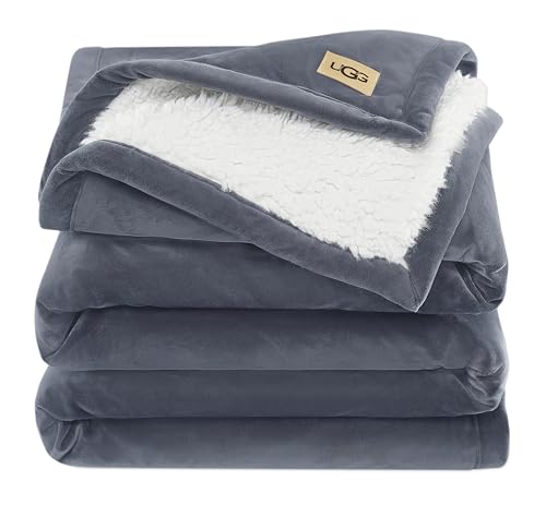 UGG 23854 Bliss Sherpa Vollständig wendbare Überwurfdecke für Couch oder Bett, maschinenwaschbar, pflegeleicht, weicher Plüsch, luxuriöse übergroße Akzentdecken, 178 x 127 cm, Imperial von UGG