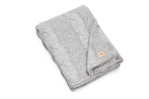 UGG Erie Blanket – Cable Knit Faux Fur Accent Throw – Fully Reversible Oversized Wrap Cozy Blanket – 50” x 70” - Seal von UGG