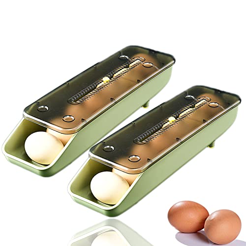 UGIF Safe Sliding Egg Box, 2Pcs Eierspender, Automatisch Rollende Eierbox, Sichere Verschiebbare Eierbox, Eieraufbewahrung, Eierablage Im Kühlschrank, Drop-Proof Egg Tray Egg Holder von UGIF