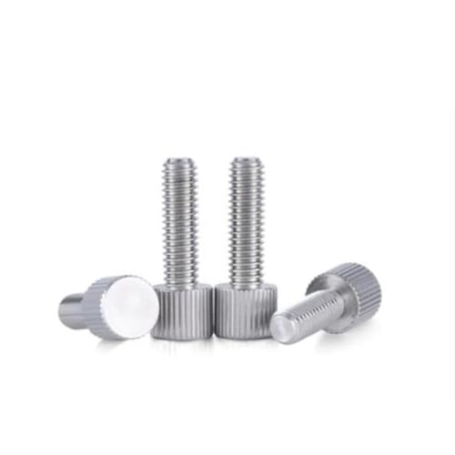 50 Stück 304 Stahl M2 M2,5 M3 M4 M5 M6 Rändelschraube ohne Stufe Kopf Einstellschraube gerade gerändelt flach großer Kopf ohne Stufe Rändelschraube (Size : M4 x12) von UGLYAF