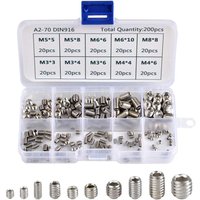Ugreat - 200 Stück Inbusschrauben Edelstahl Sechskantschrauben Set Metrisch Professionelles Metallzubehör M3 M4 M5 M6 M8 von UGREAT
