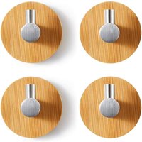 4 Stück Bambus-Wandhaken, Edelstahl-Bambushaken, Bambus-Klebehaken, ohne Bohren, selbstklebende Handtuchhaken für Badezimmer, Toilette, Küche von UGREAT