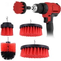 4-teiliges Bohrbürsten-Set, Reinigungsbürste für Felgen, Badewanne, Fliesen, Küche, Auto, Sofaecken und Grill, Rot von UGREAT
