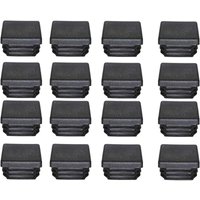 Aktion, Kunststoffstopfen 40 x 40 mm, schwarze Vierkantrohr-Endkappe, Kunststoff-Endkappen, Blindstopfen für Trampolin-Möbelfüße, 16 Stück, AAFGVC von UGREAT