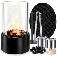 Bio Ethanol Tischkamin mit PU-Pad Dekosteine Längere Brenndauer Tragbar Klein für Innen und Außen Balkon, Terrasse, Wohnung, Garten von UGREAT