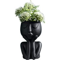 Kreative Vase mit nordischem Charakter, Sukkulenten, abstrakter Blumentopf, Gesicht und Blumen, für den Innenbereich, schwarze Vase von UGREAT