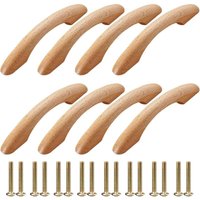 Möbelgriffe aus Holz, 8 Stück, Möbelgriffe, Türknauf, Griff, Schrank, bogenförmiger Griff, Küchenmöbelgriff, Schubladengriffe mit 16 Schrauben für von UGREAT