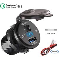 QC 3.0 Auto-USB-Buchse 12 V/24 V, Quick Charge 3.0 Auto-Ladegerät, integrierte Steckdose, wasserdichter Zigarettenanzünder-Adapter mit LED-Voltmeter von UGREAT