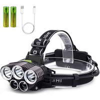 USB-wiederaufladbare Stirnlampe, TYC 6-Modi-Stirnlampe mit 2 Akkus mit großer Kapazität, wasserdichte Stirnlampe für Camping, Wandern, Radfahren, von UGREAT