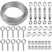 30 m Edelstahl-Hängeseil-Set, Drahtseil-Set, 2 mm beschichtetes Edelstahlseil, mit M5-Kabelspanner und Ösenhaken, für Kletterpflanzen, Leitplanke, von UGREAT