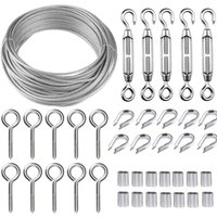 30 m Edelstahl-Hängeseil-Set, Drahtseil-Set, 2 mm beschichtetes Edelstahlseil, mit M5-Kabelspanner und Ösenhaken, für Kletterpflanzen, Leitplanke, von UGREAT