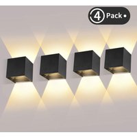 4 Stück LED-Wandleuchte für den Außenbereich, 12 w, Innenwandleuchte, 3000 k warmweiß, wasserdichtes Design IP65 – Schwarz 4 Stück LED-Wandleuchte für den Außenbereich, 12 w, Innenwandleuchte, 3000 k warmweiß, wasserdichtes Design IP65 – Schwarz von UGREAT